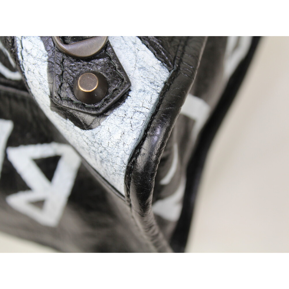 BALENCIAGA Graffiti City Handbag Shoulder Bag Black Paint - Picture 6 of 6